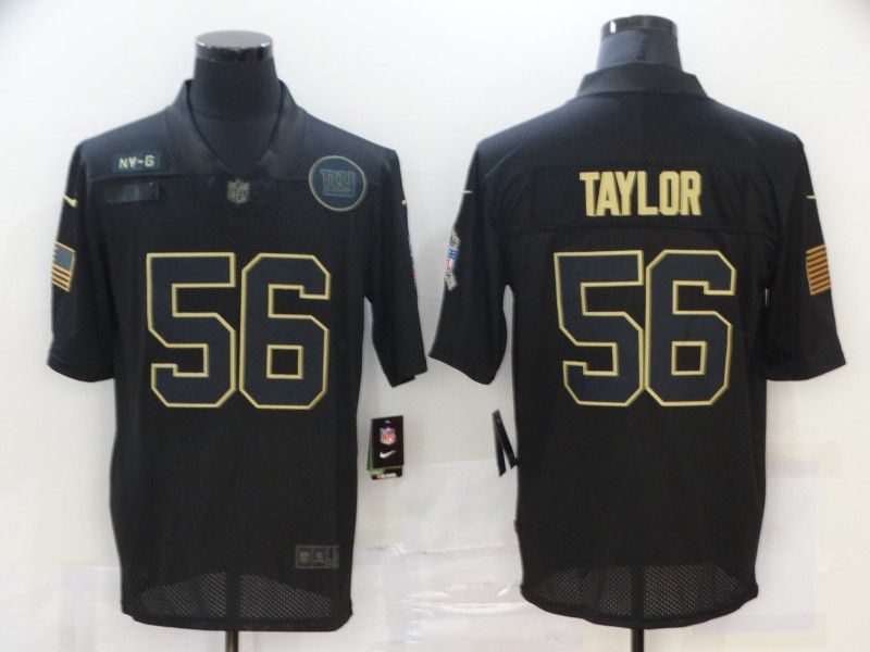 Men New York Giants #56 Taylor Black gold lettering 2020 Nike NFL Jersey